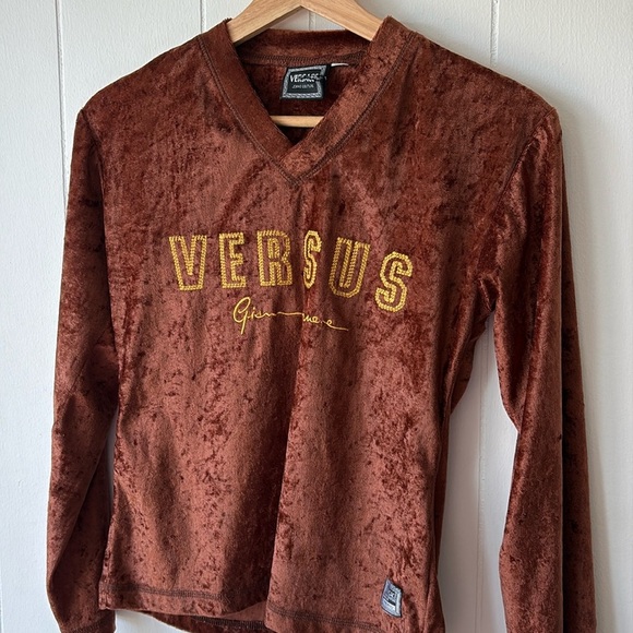 Versus Versace Brown Velvet Long Sleeve Top - Picture 5 of 6